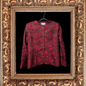 *HOST PICK* Braemar Petites 16P Vintage Red & Metallic Gold Blazer